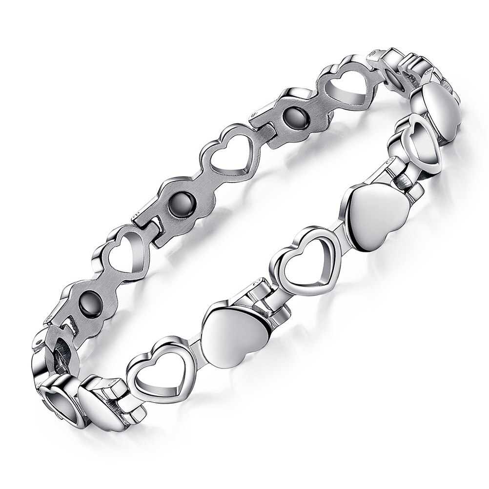 Fashionable Titanium Steel Wrist Link Chain Hollow Love Heart Bracelet